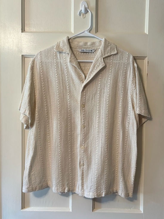 Zara Other - Zara Men’s Textured Knit Short Sleeve Button-Up Shirt